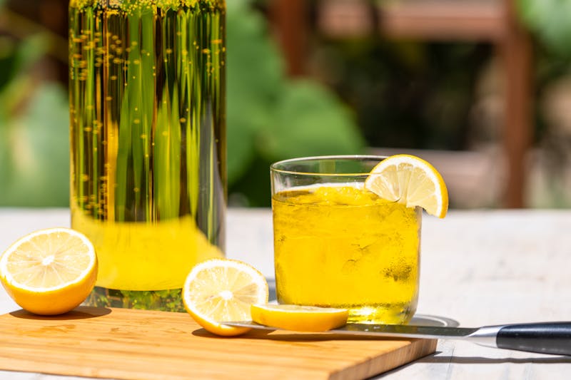 Bar and lounge area at Dions with craft drinks